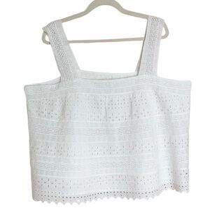 Lucky Brand White Eyelet Square-Neck Swing Tank Top.  Size XXL